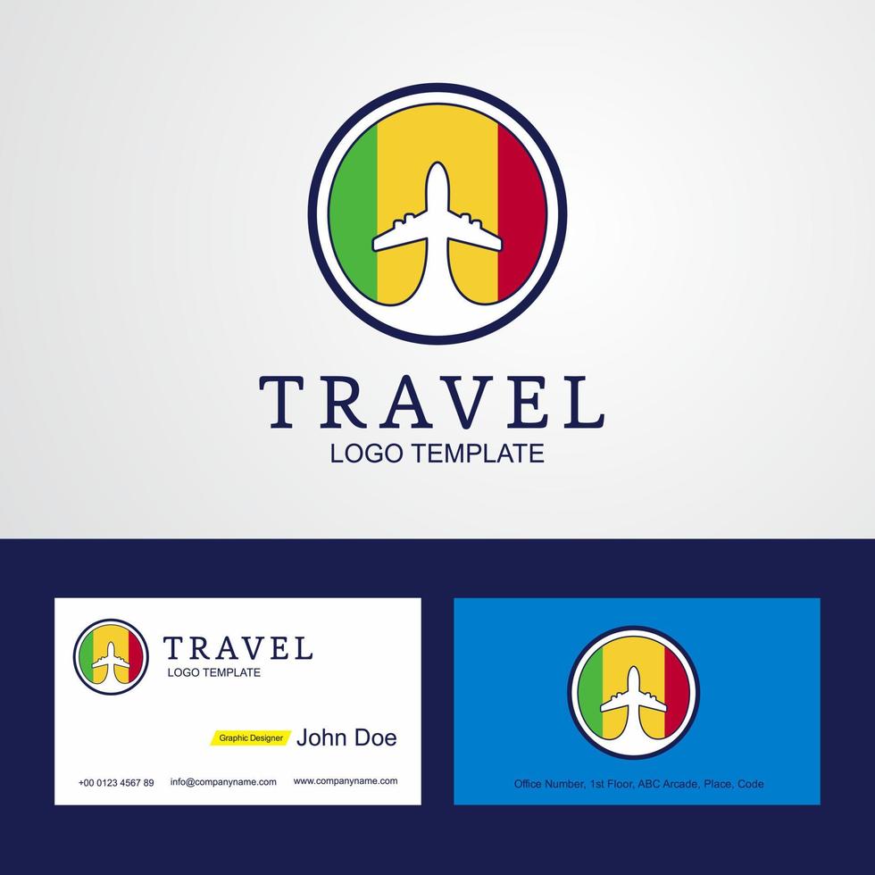 Travel Mali Creative Circle flag Logo and Business card design vector