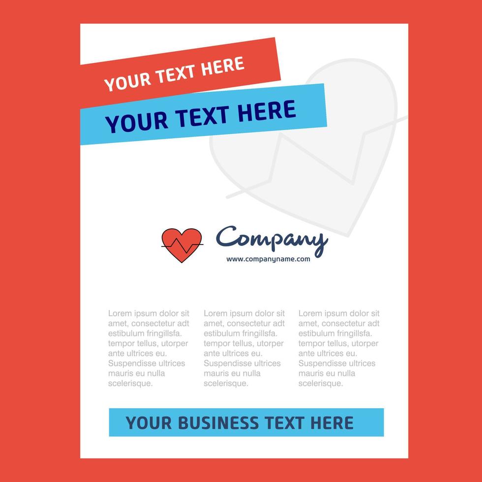 Heart beat Title Page Design for Company profile annual report presentations leaflet Brochure Vector Background