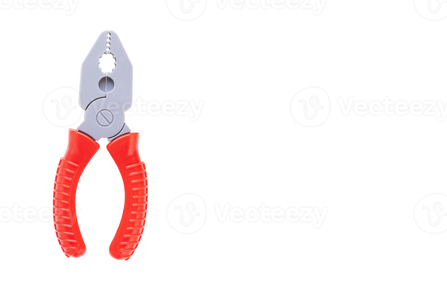 Zange, Spielzeugplastikzange, Zange mit rotem Griff, Kinderwerkzeug. transparenter Hintergrund. png. png