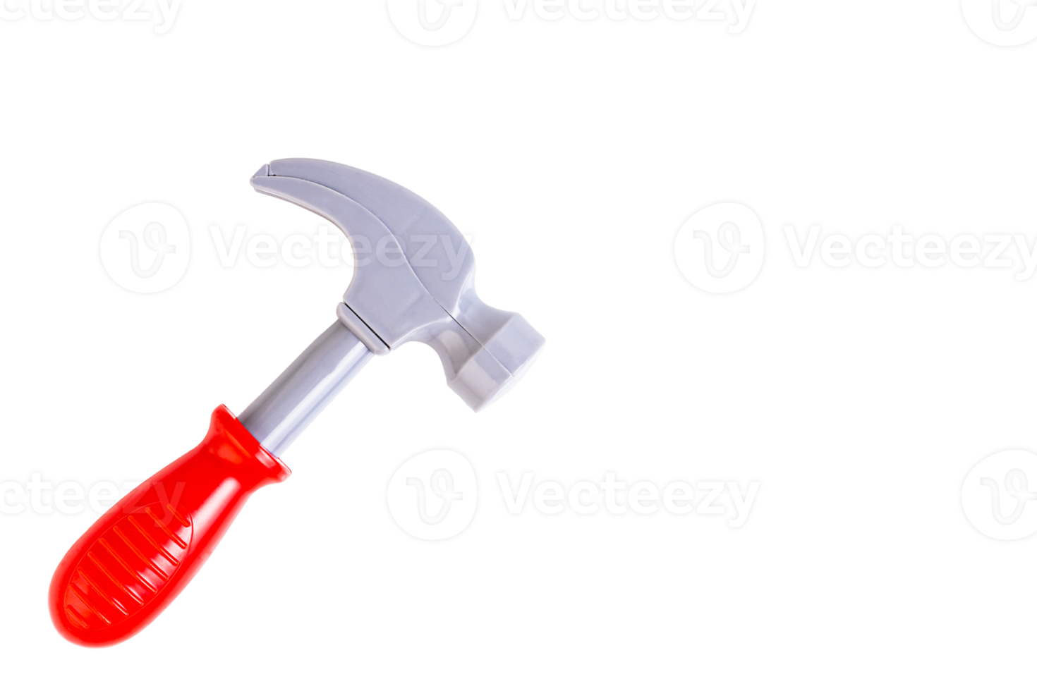 Hammer, a toy plastic hammer with a red handle, a children's tool. Transparent background. PNG. png