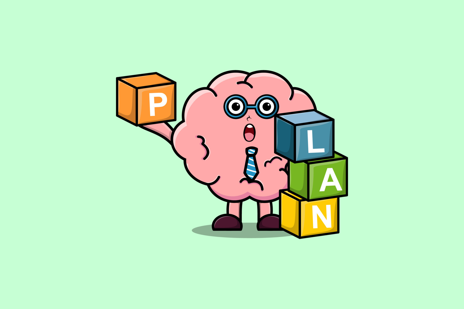 Cute Cartoon Brain Businessman Stacking Plan Box 14272782 Vector Art At cute-cartoon-brain-businessman-stacking-plan-box-14272782-vector-art-at