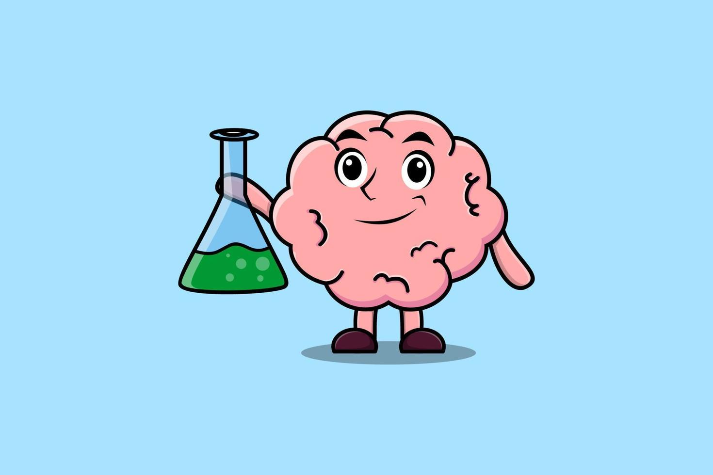 Cute cartoon mascot character Brain as scientist vector