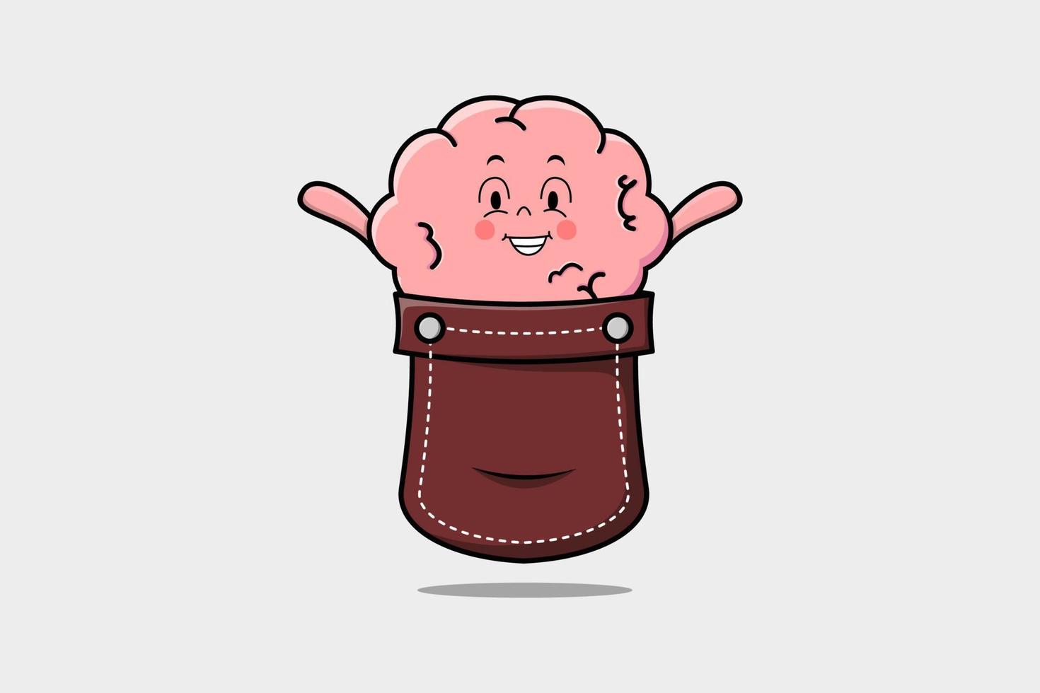 Cute cartoon Brain character out from pocket vector