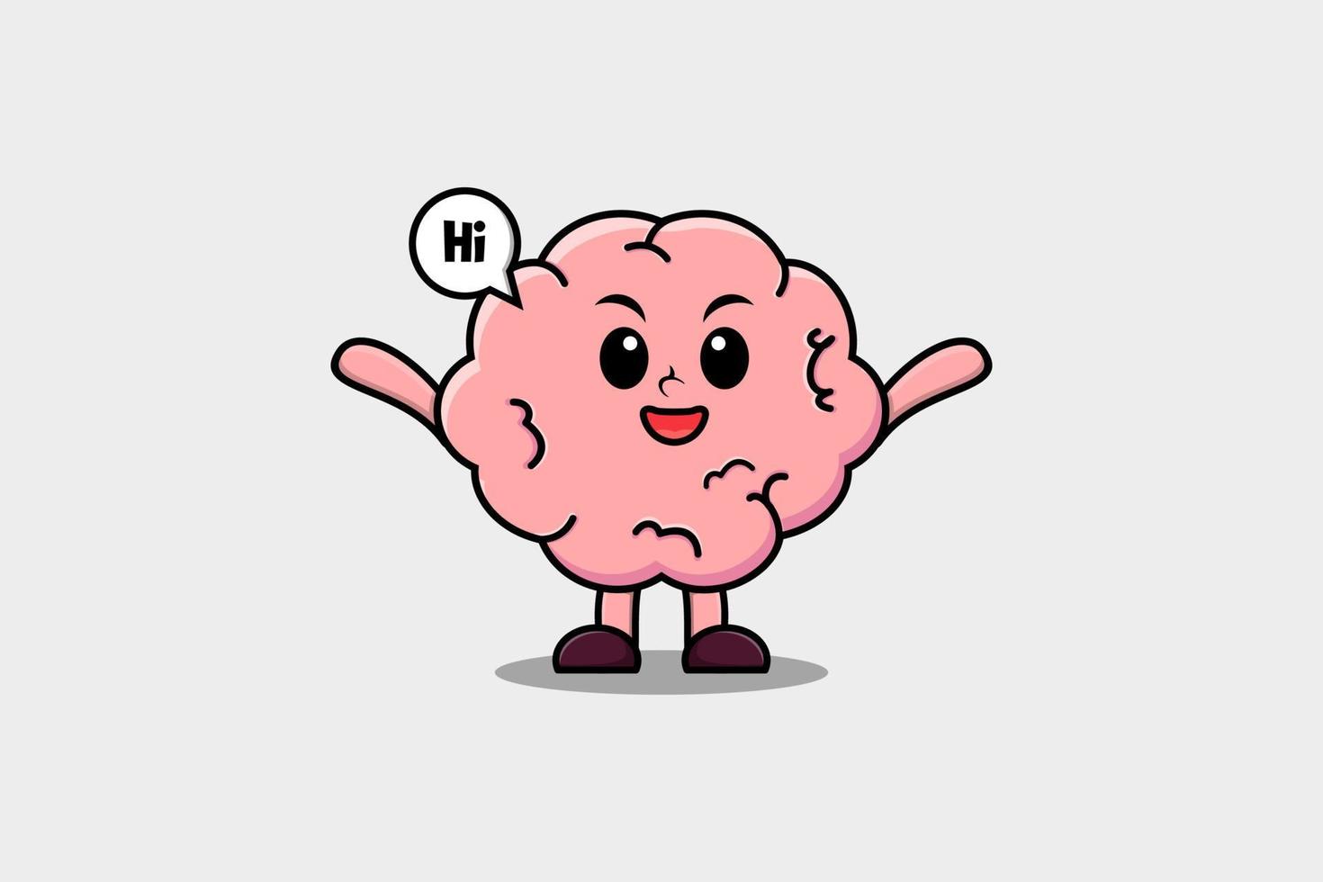 Cute cartoon Brain character with happy expression vector