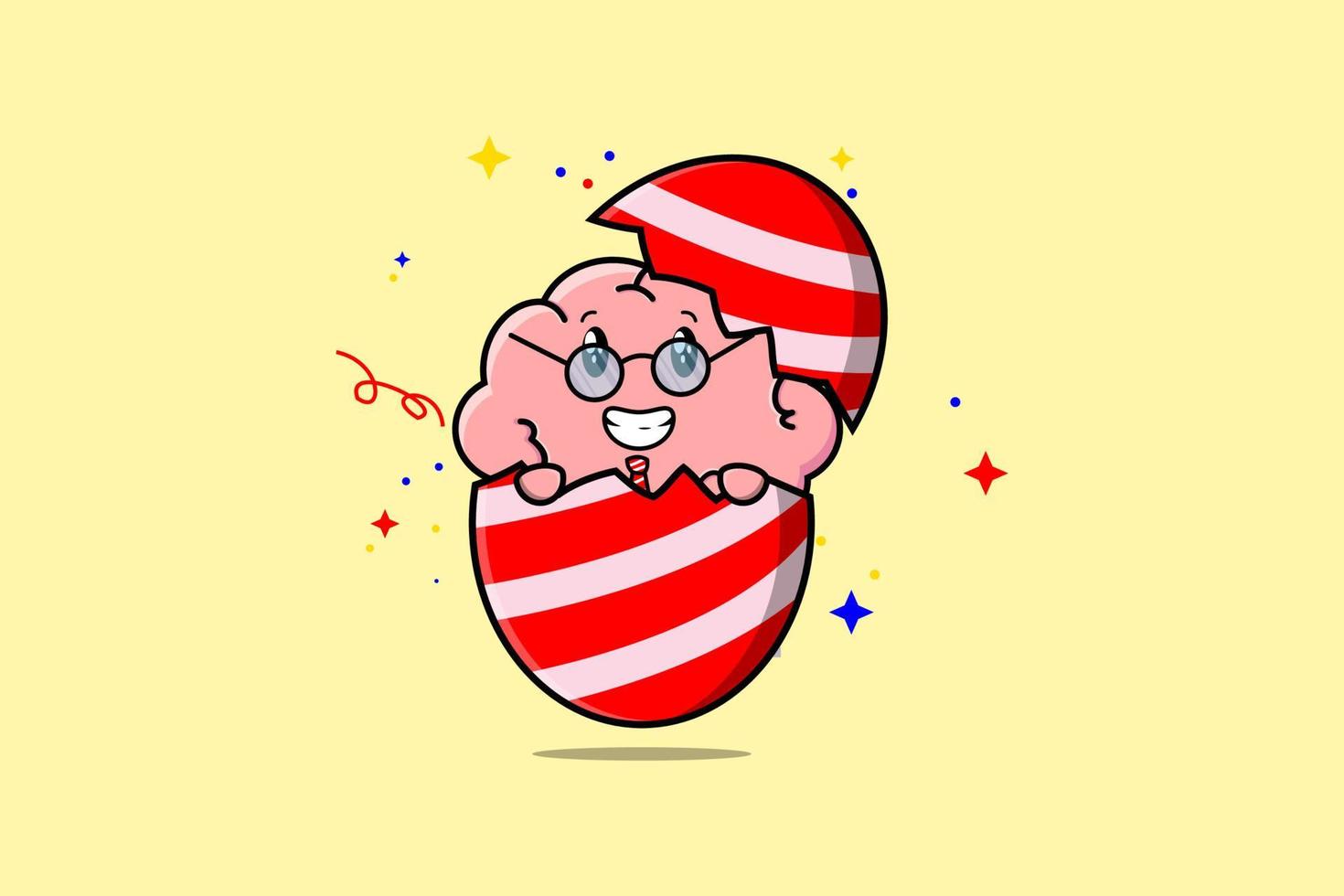 Cute cartoon Brain coming out from easter Brain vector