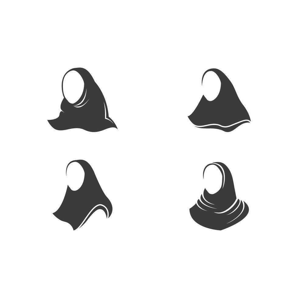 Vector Silhouette Drawing of Muslim Woman with Hijab ,Arab Woman . For Logo Template Icon Hijab Store Muslim