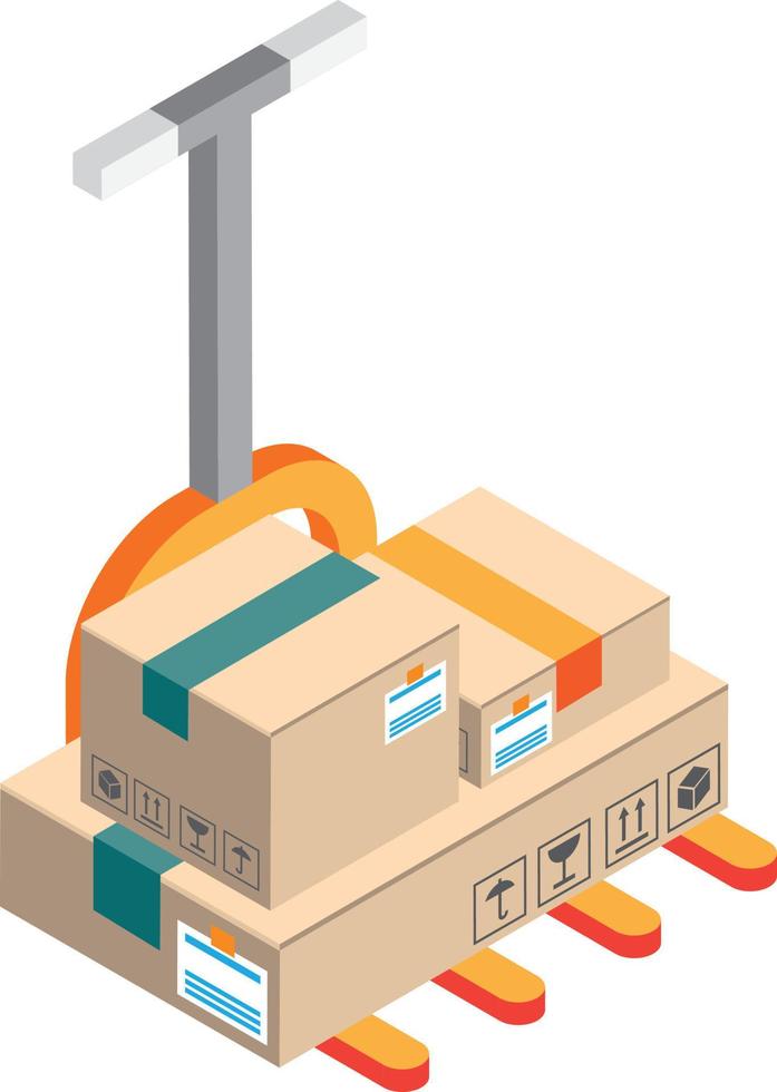 Boxes over cart illustration in 3D isometric style vector