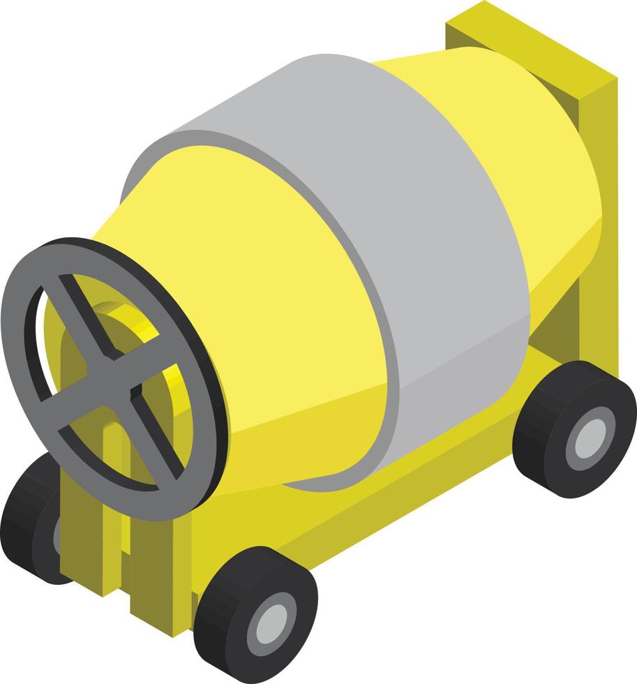 cement mixer illustration in 3D isometric style vector