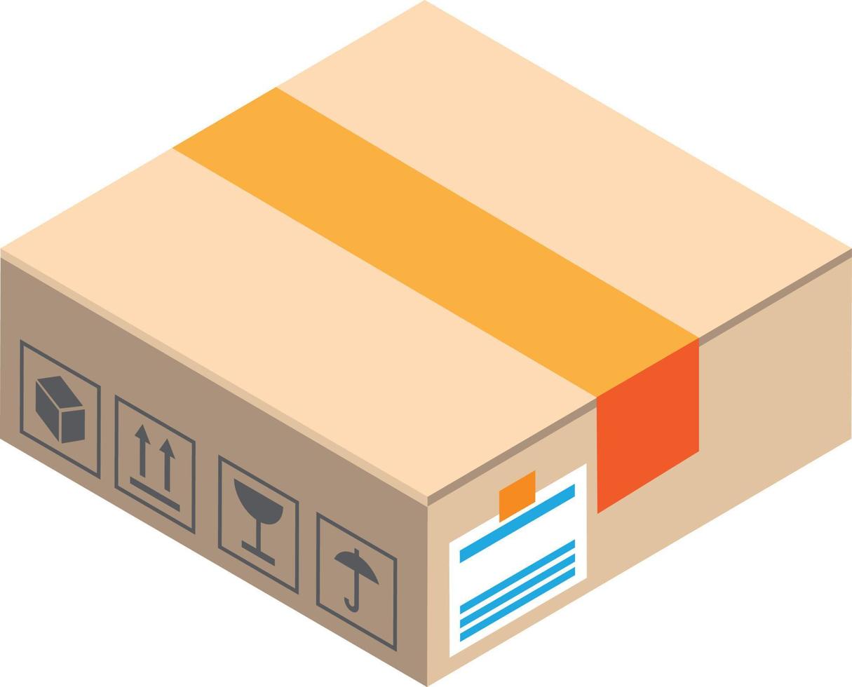 parcel box illustration in 3D isometric style vector