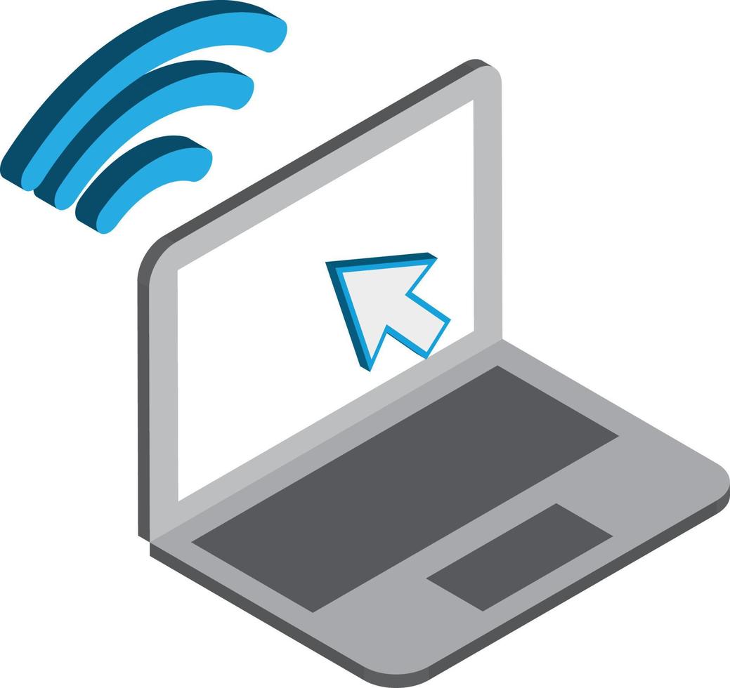 laptop and wifi illustration in 3D isometric style vector