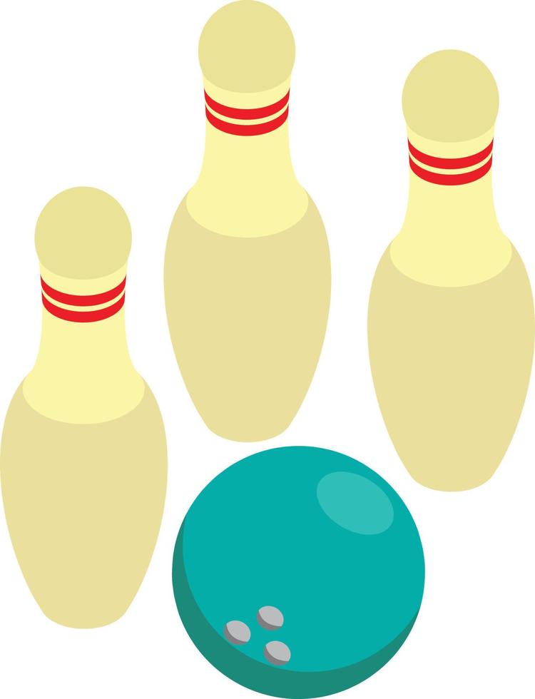 bowling illustration in 3D isometric style vector