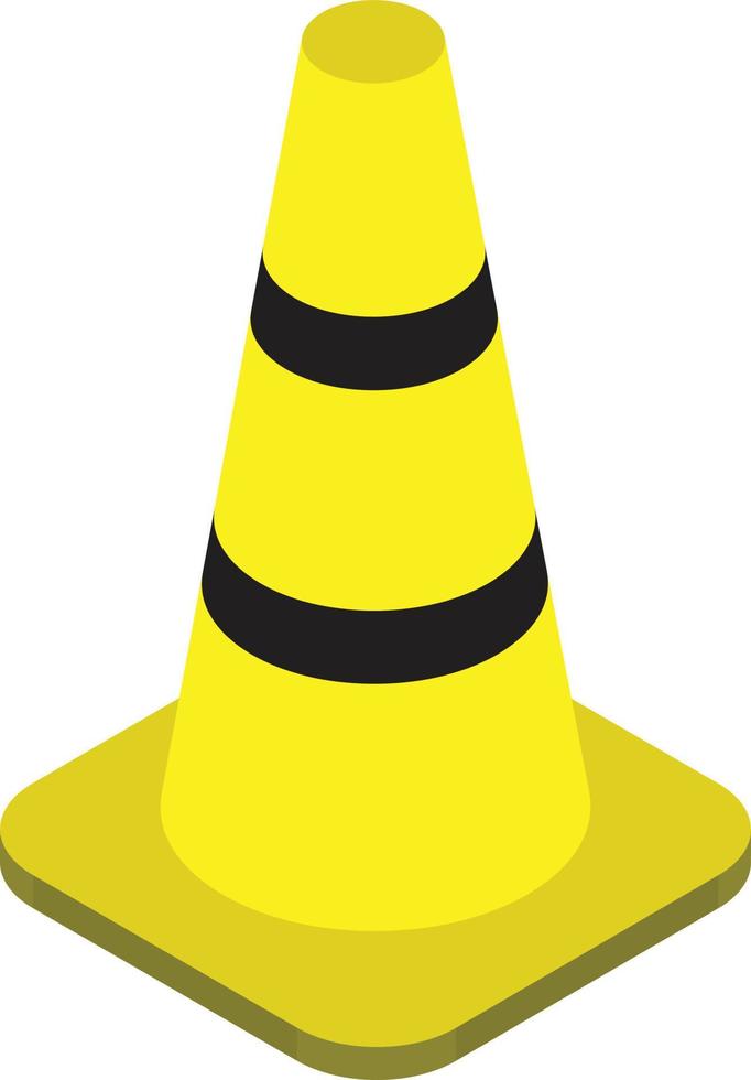 traffic cone illustration in 3D isometric style vector