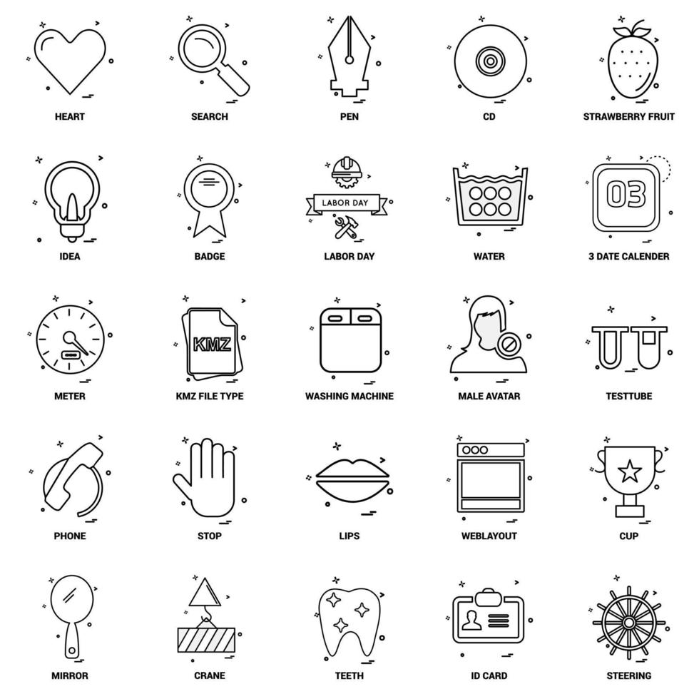 25 Business Concept Mix Line Icon set vector