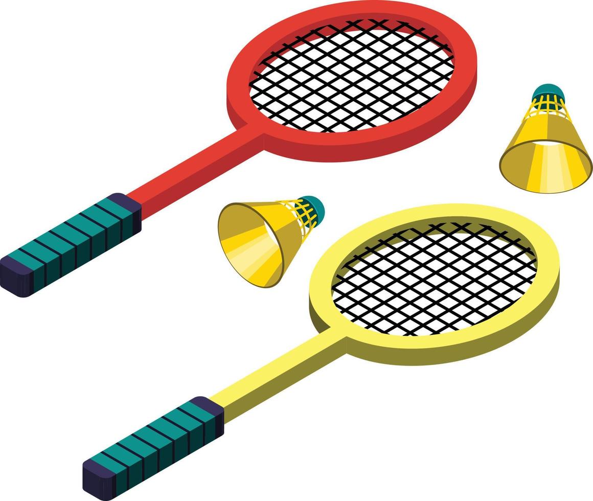 ilustración de bádminton en estilo isométrico 3d vector