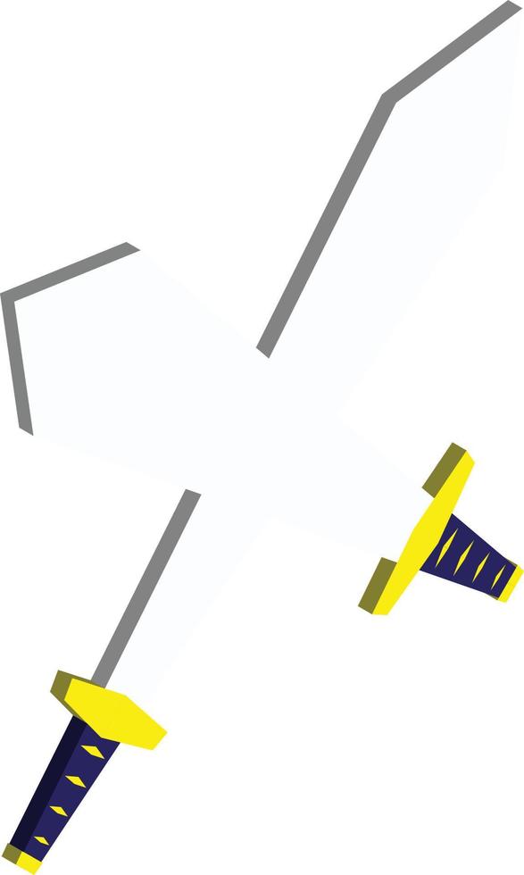 crossed sword for games illustration in 3D isometric style vector