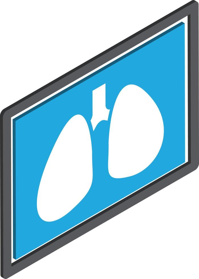 X ray of the lungs illustration in 3D isometric style vector