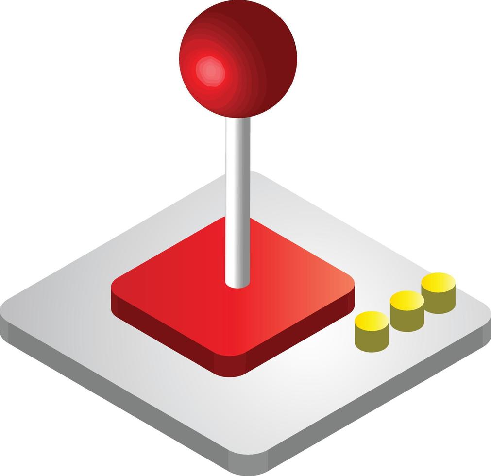 control de mango rojo para la ilustración del juego en estilo isométrico 3d vector