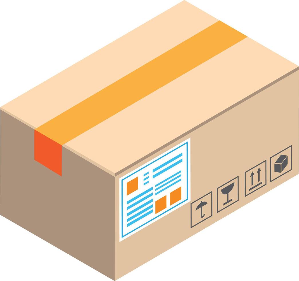 ilustración de caja de paquete en estilo isométrico 3d vector