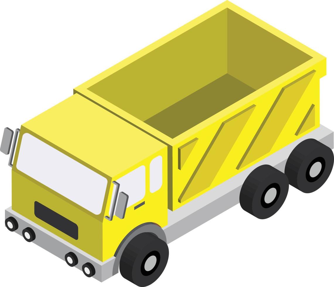 Yellow truck trailer illustration in 3D isometric style vector