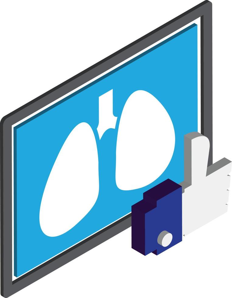 X ray of the lungs illustration in 3D isometric style vector