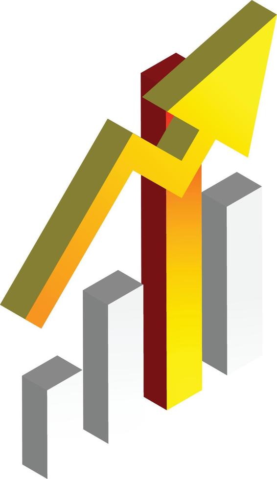 stock chart and growth illustration in 3D isometric style vector
