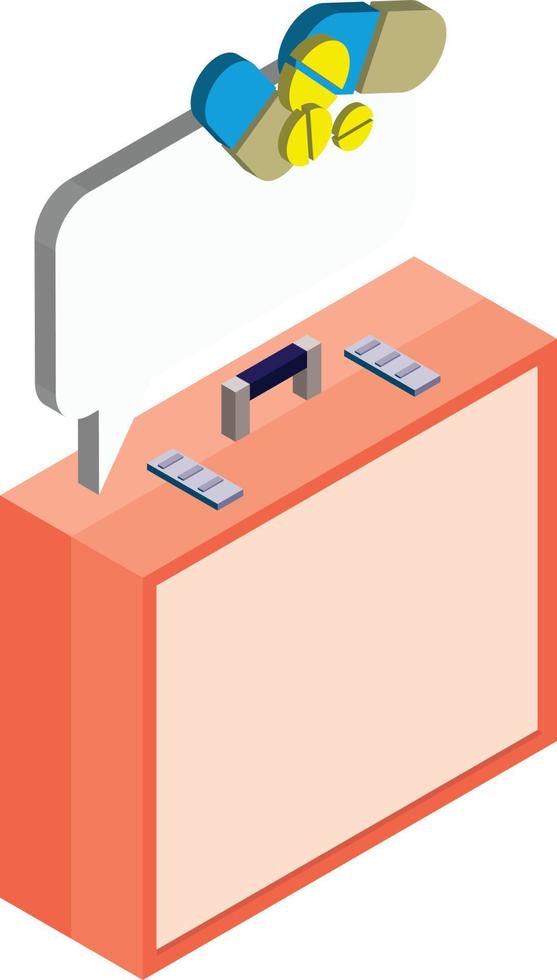 bag and hospital illustration in 3D isometric style vector
