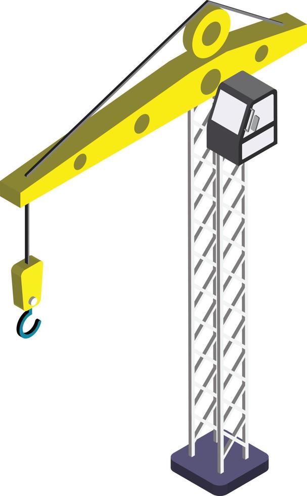 construction crane illustration in 3D isometric style vector