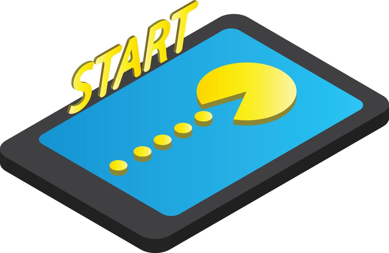 tablet and games illustration in 3D isometric style vector