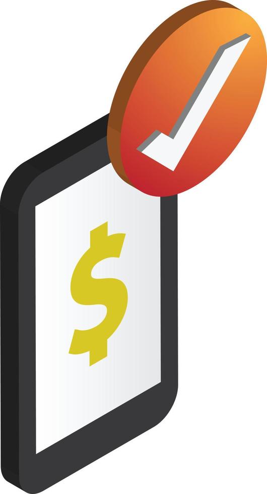 smartphone and checkmark illustration in 3D isometric style vector