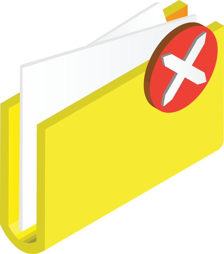folder and wrong mark illustration in 3D isometric style vector