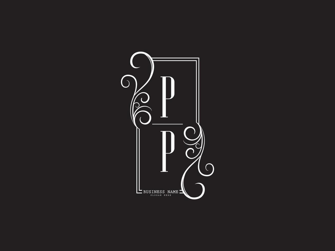 iniciales pp lujo logo carta vector
