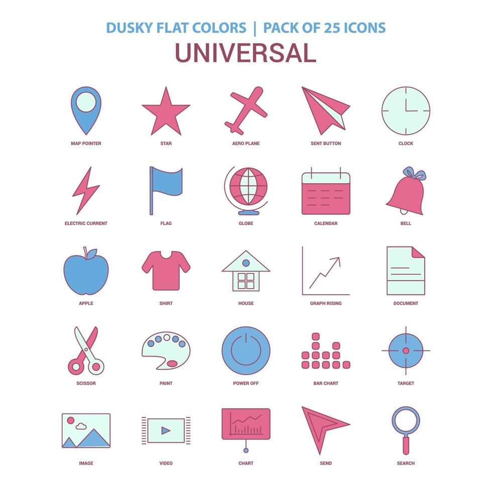 Universal icon Dusky Flat color Vintage 25 Icon Pack vector