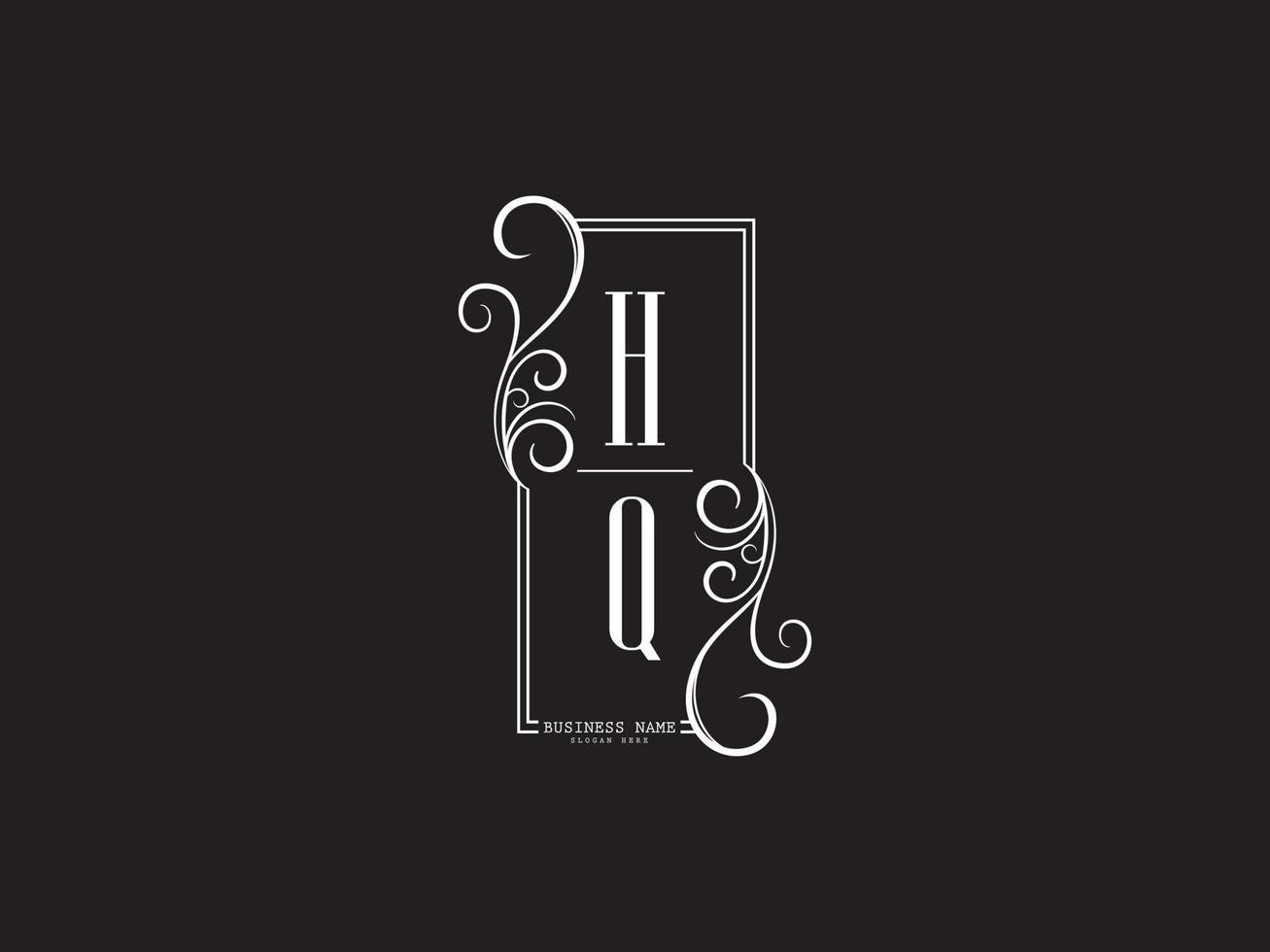 Minimalist HQ qh Luxury Logo Letter Vector Image Design