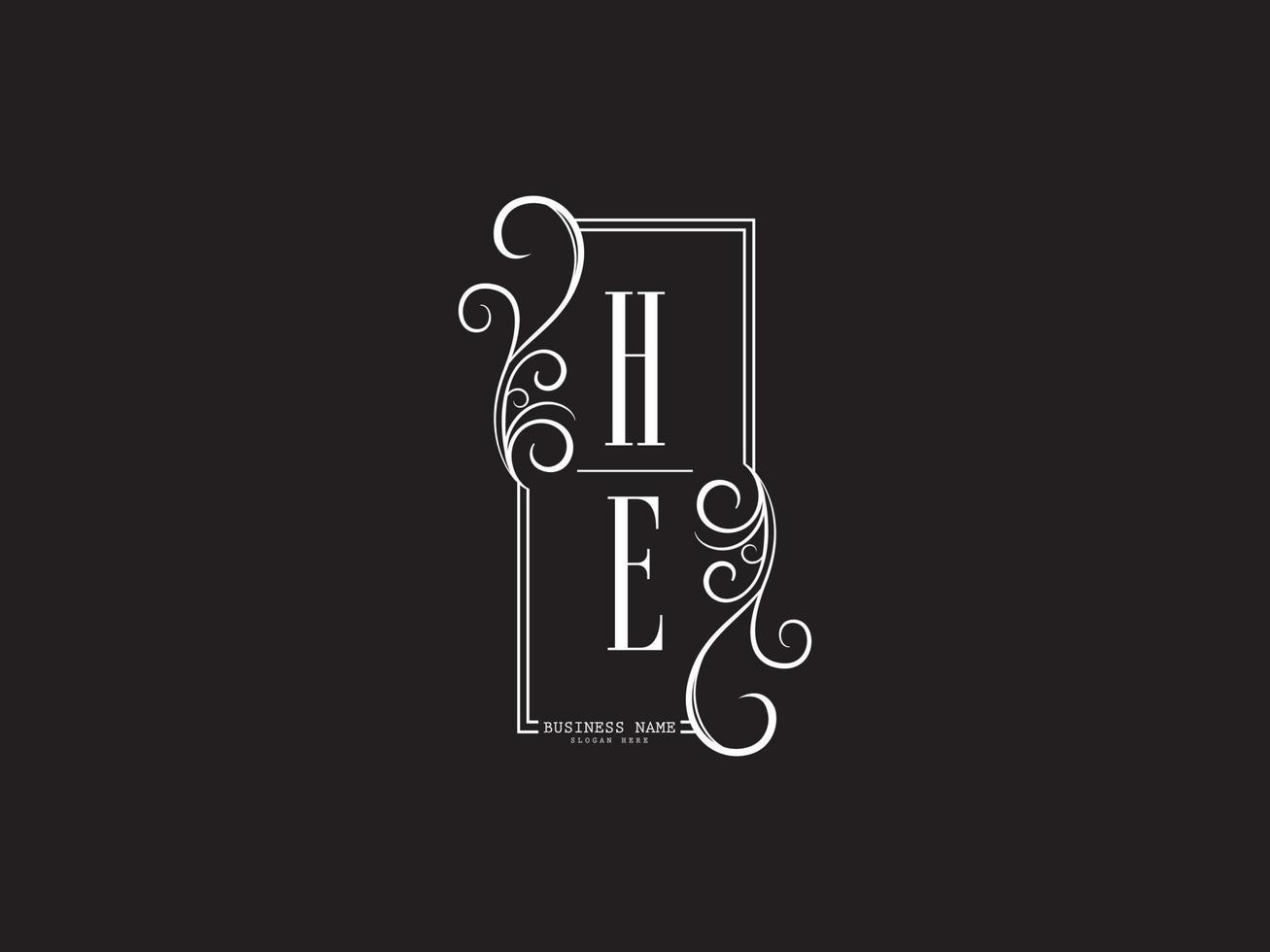 Minimalist He eh Luxury Logo Letter Vector Image Design