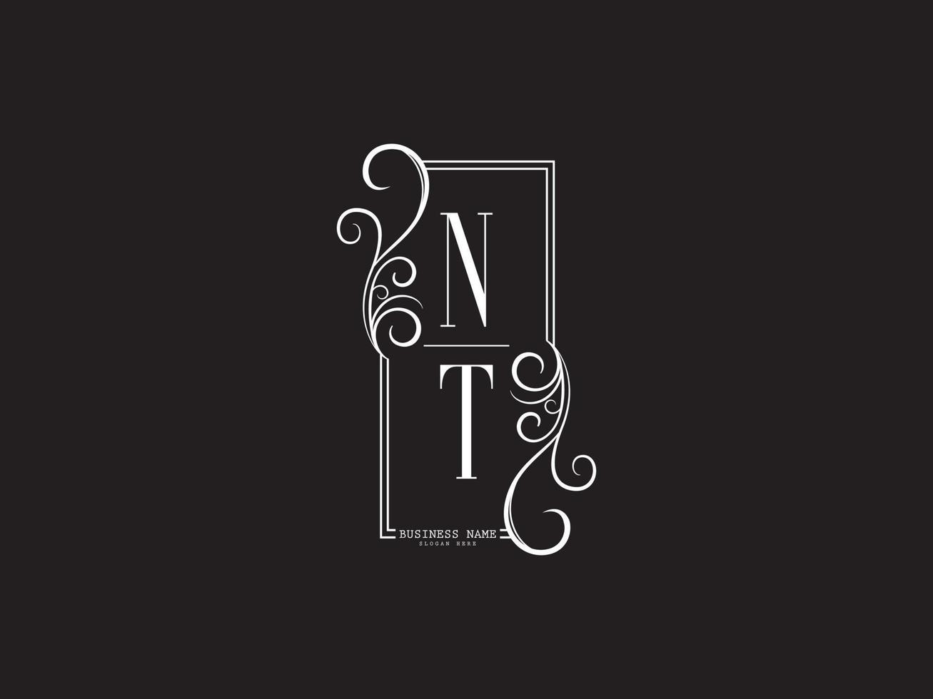 hermoso logotipo de lujo nt, nuevo diseño de logotipo de letra blanca negra nt tn vector