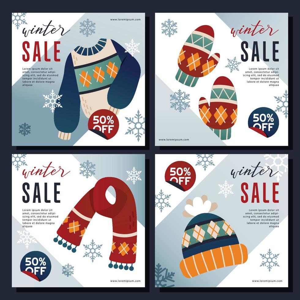 Winter Sale Social Media Template vector