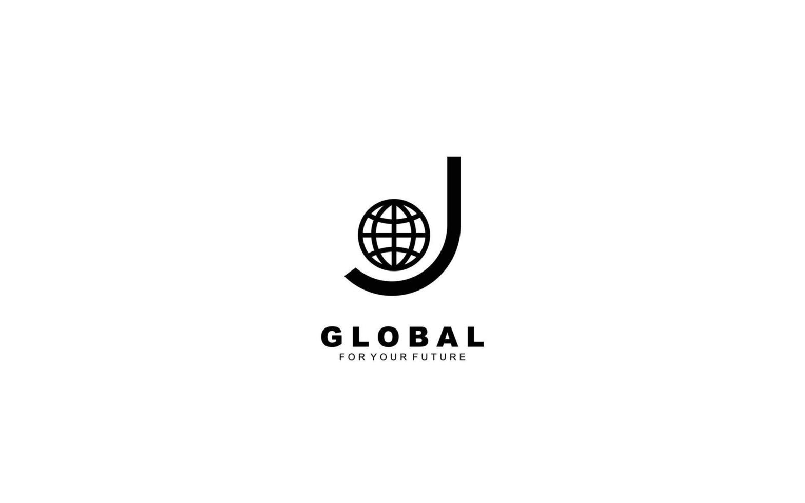 j logo globo para la identidad. ilustración de vector de plantilla de red para su marca.