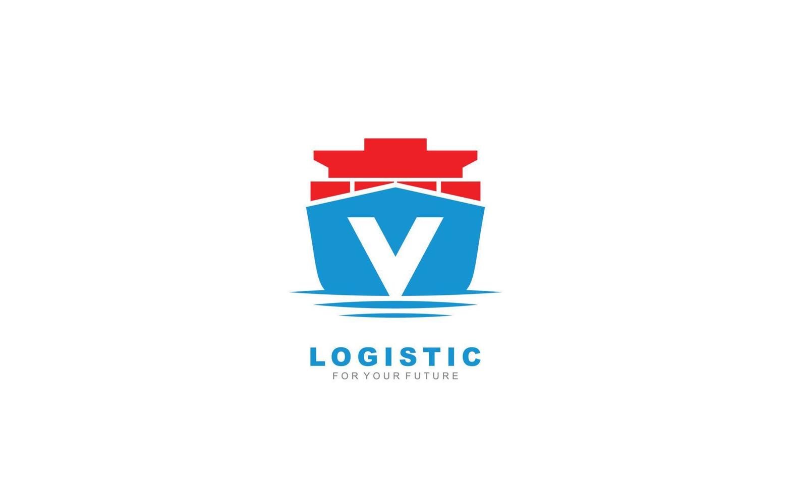 V logo logistic for branding company. shipping template vector illustration for your brand.