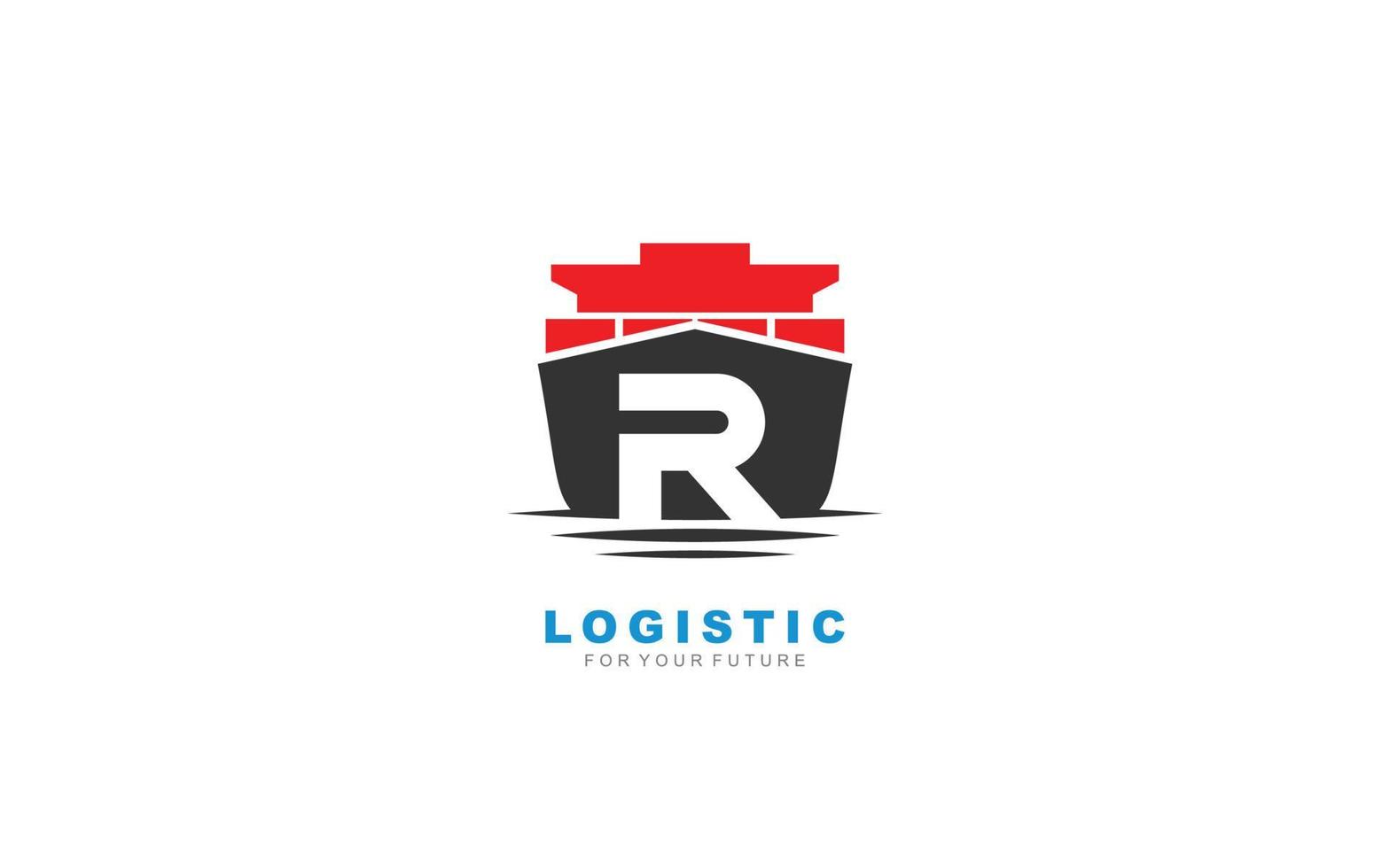 R logo logistic for branding company. shipping template vector illustration for your brand.