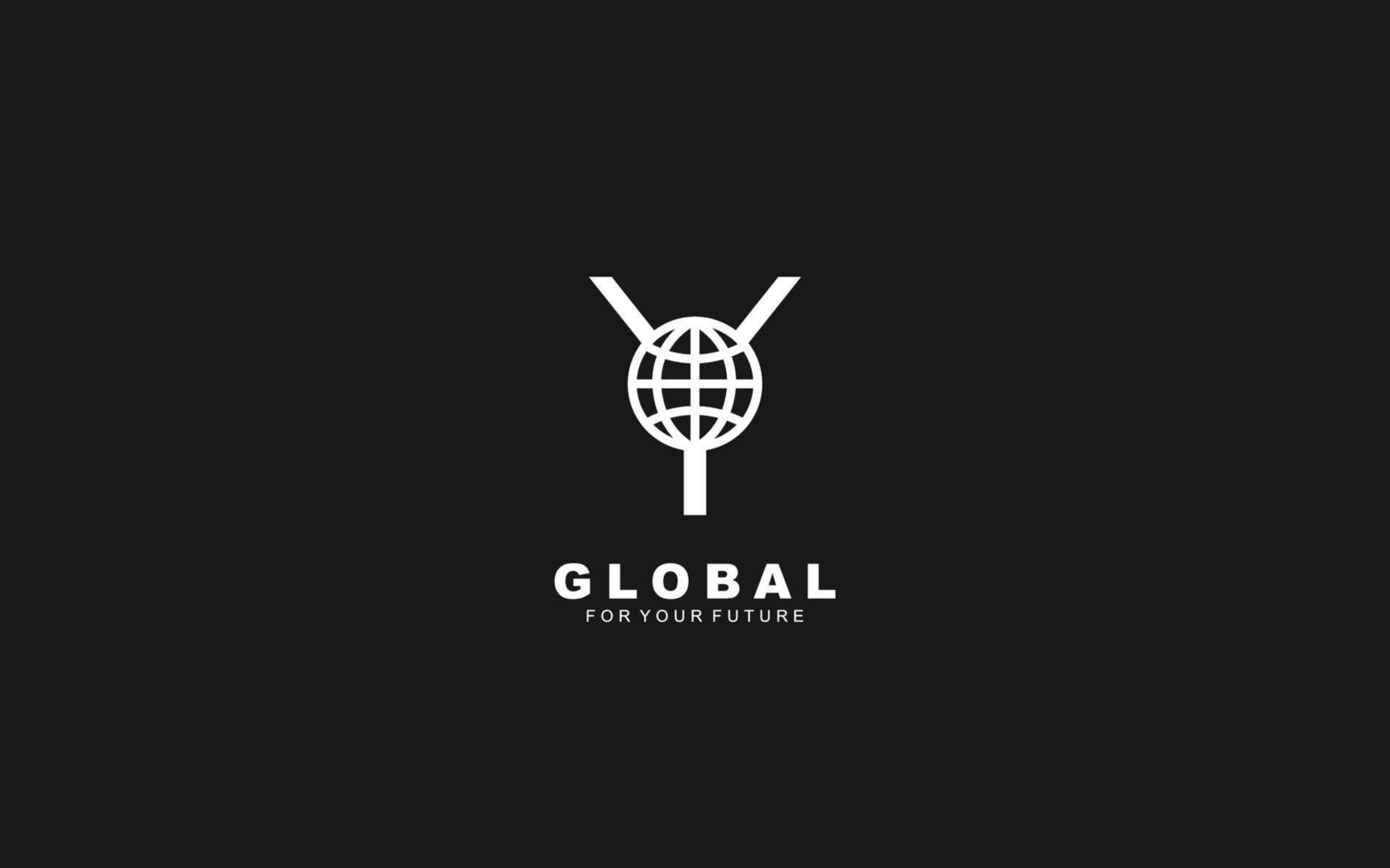 Y logo GLOBE for identity. NETWORK template vector illustration for your brand.