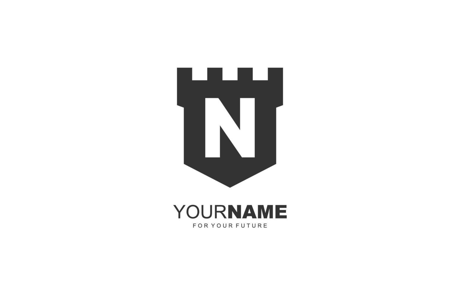 N logo fortress vector for identity company. initial letter security template vector illustration for your brand.
