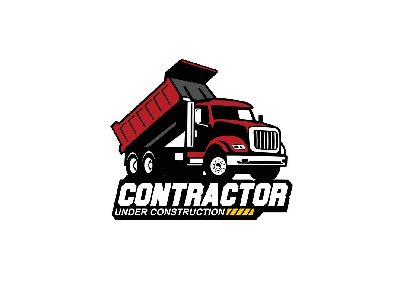 vector del logotipo del camión volquete para la empresa constructora. ilustración de vector de plantilla de equipo pesado para su marca.