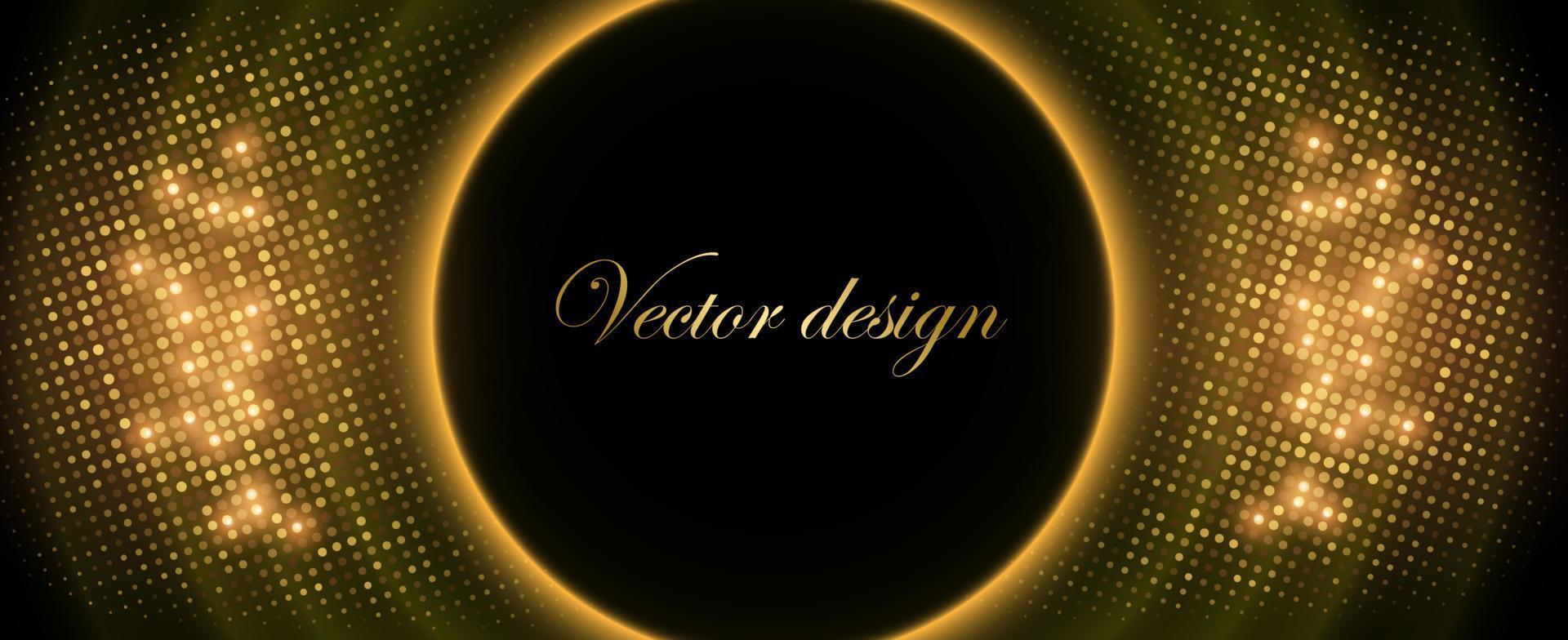 fondo lujoso y elegante con un patrón dorado brillante aislado en negro. fondo de neomorfismo realista abstracto. patrón elegante vector