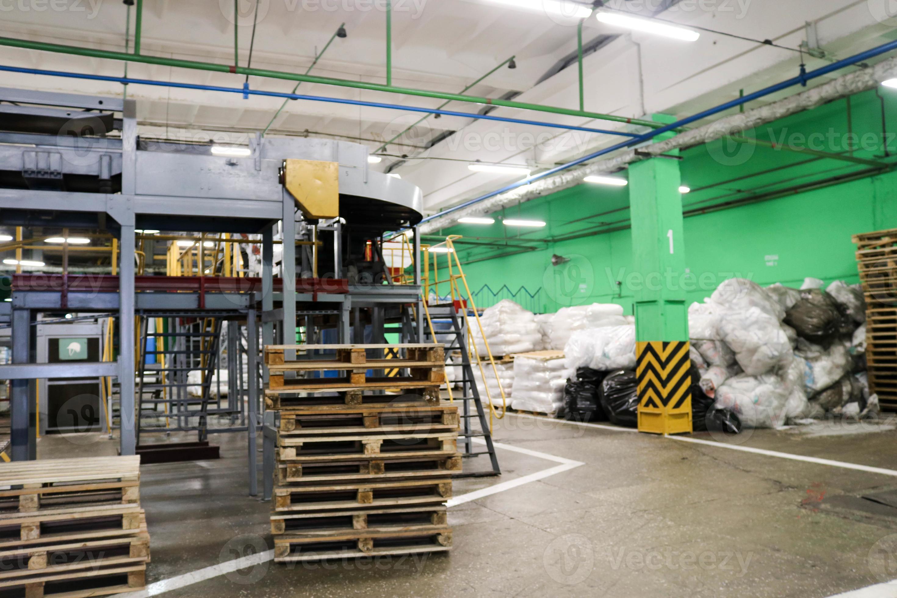 Warehouse of finished products in an industrial enterprise with wooden