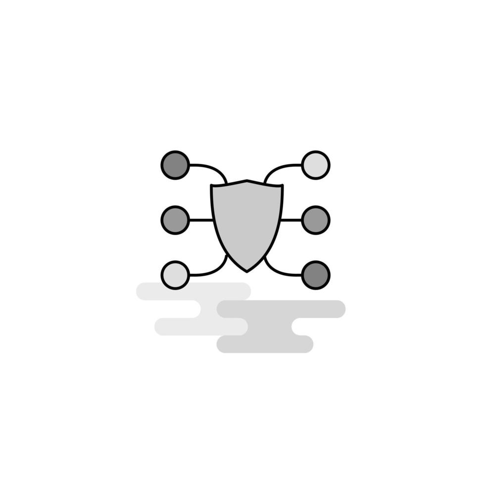 red protegida icono web línea plana llena vector icono gris