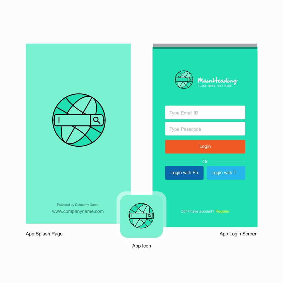 Company Internet search Splash Screen and Login Page design with Logo template Mobile Online Business Template vector