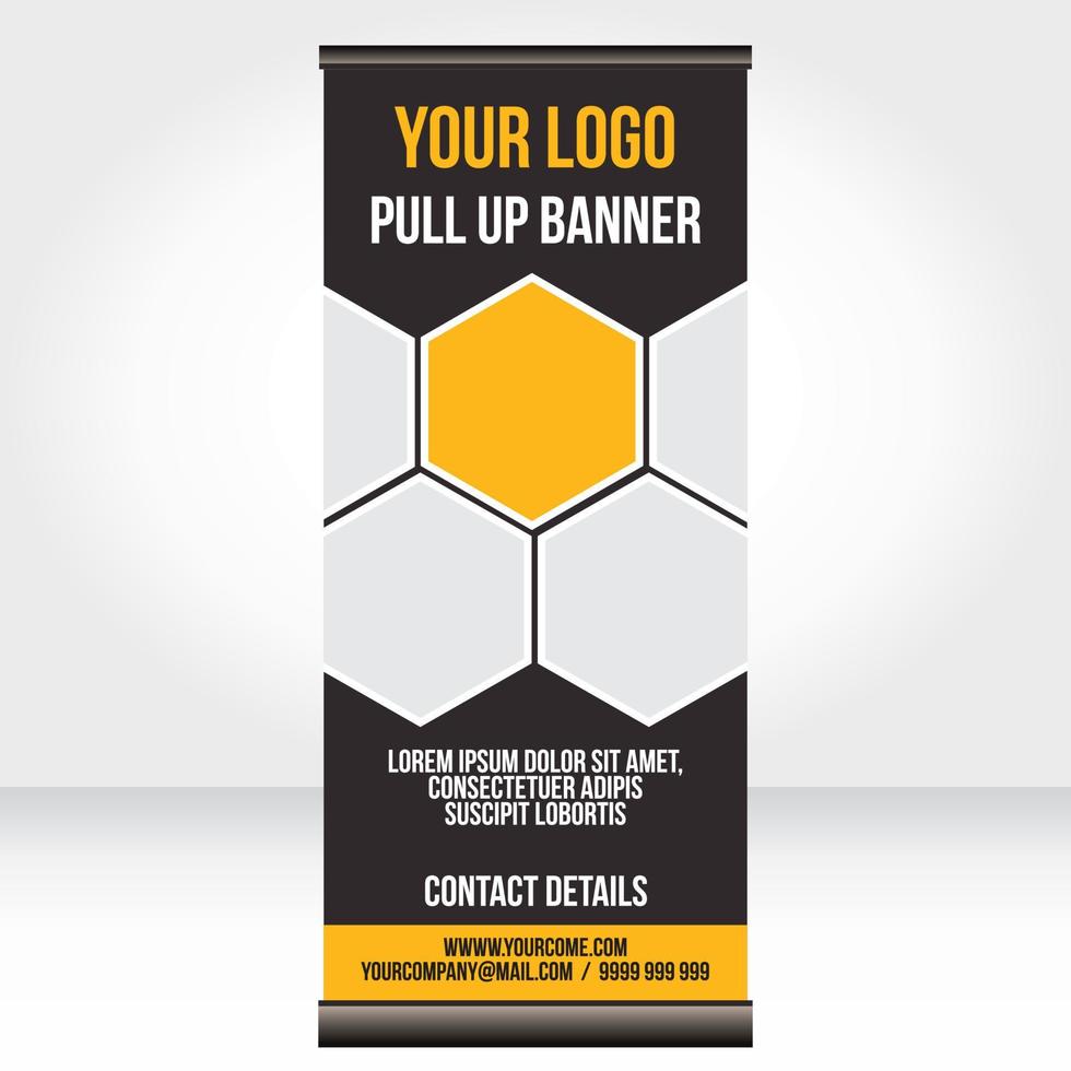 Roll up banner pull up template blank design vector