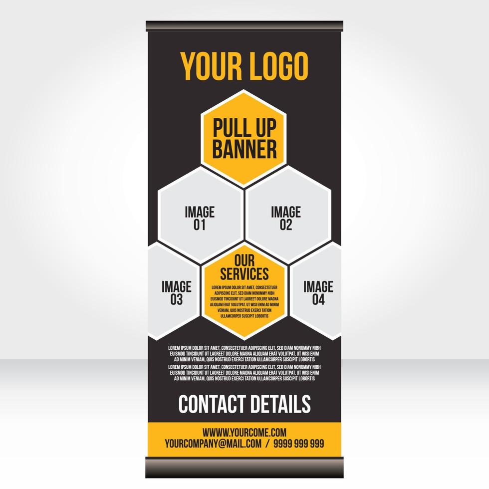 Roll up banner pull up template blank design vector