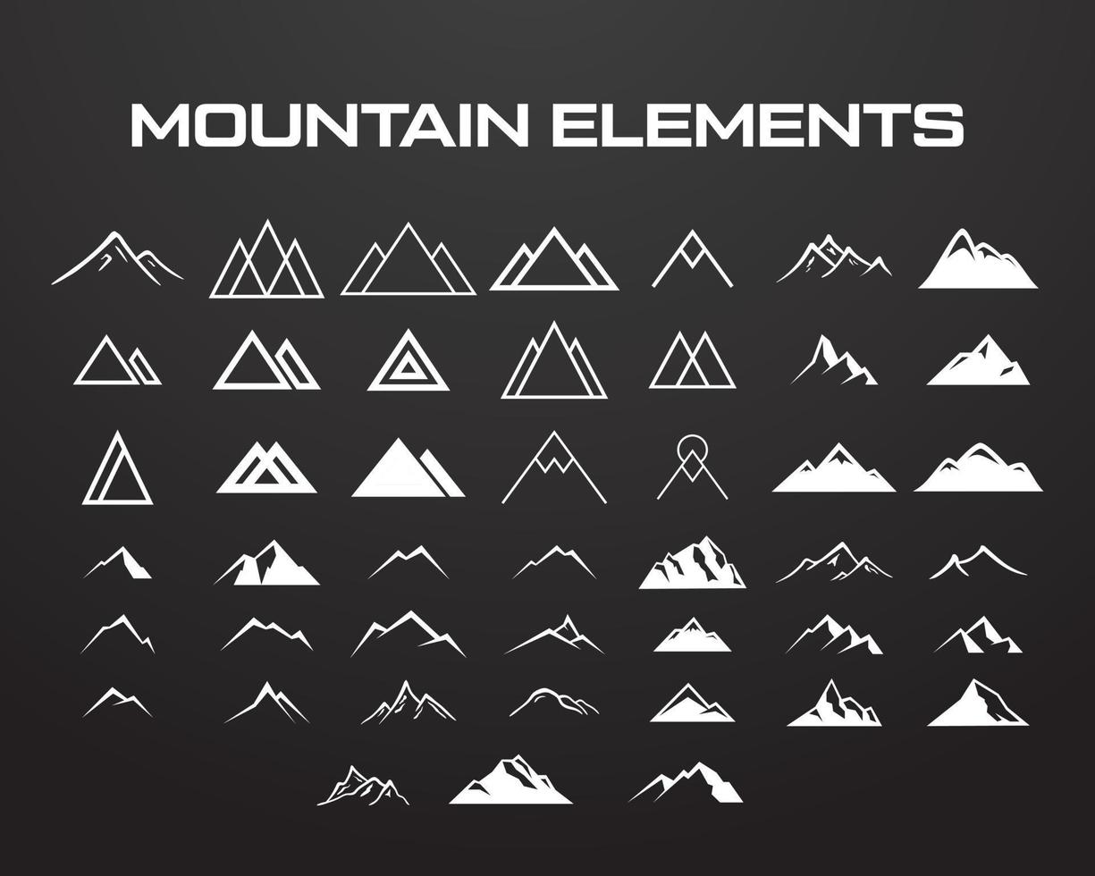 conjunto de montaña aislado sobre fondo negro. ilustración vectorial eps 10 vector