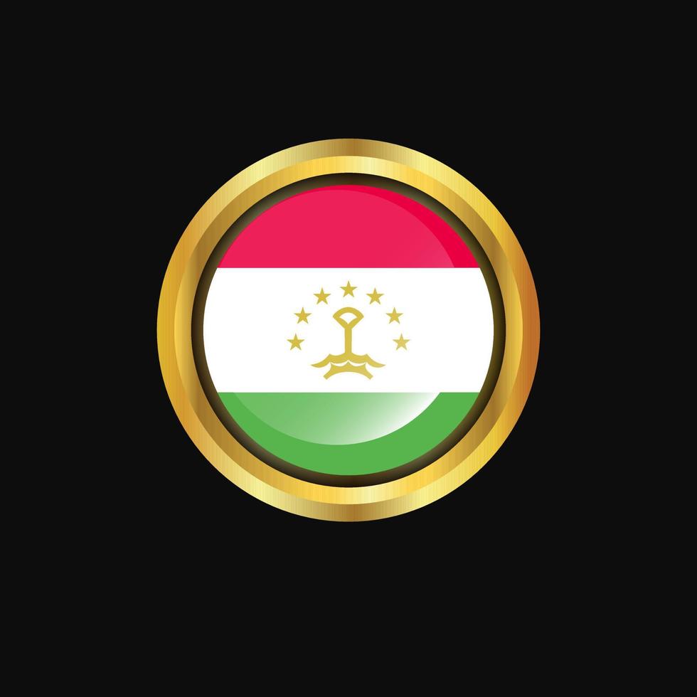 Tajikistan flag Golden button vector